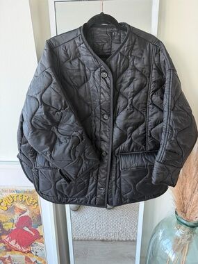 The Frankie Shop Black Quilted Teddy Jacket